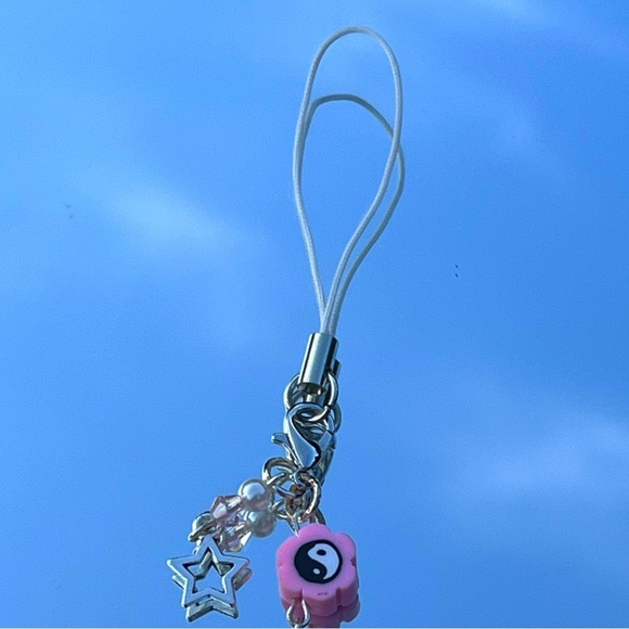 Handmade Y2k Coconut Girl Pink Beachy Dolphin Ying Yang Star Cell Phone Strap - Picture 4 of 4